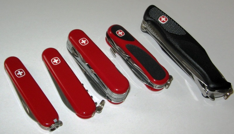 A set of Wenger Swiss army knives