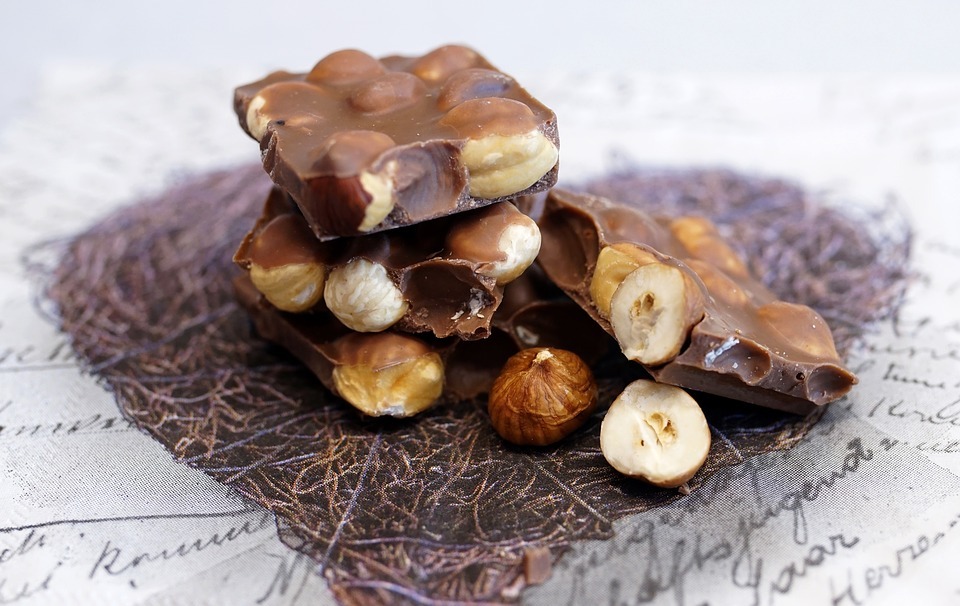 a chocolate bar with nuts