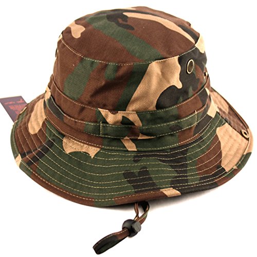 A Boonie hat with a camouflage pattern