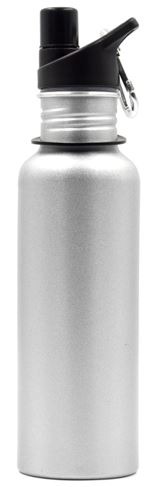 A metallic water bottle