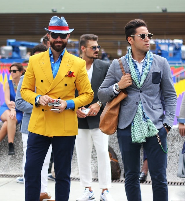 two men wearing two different blazer styles